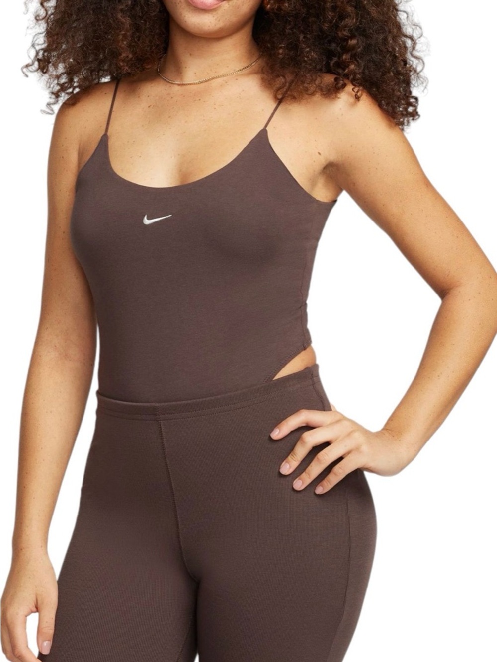 NWOT Nike Chocolate Brown Scoop-Neck Tank Bodysuit
